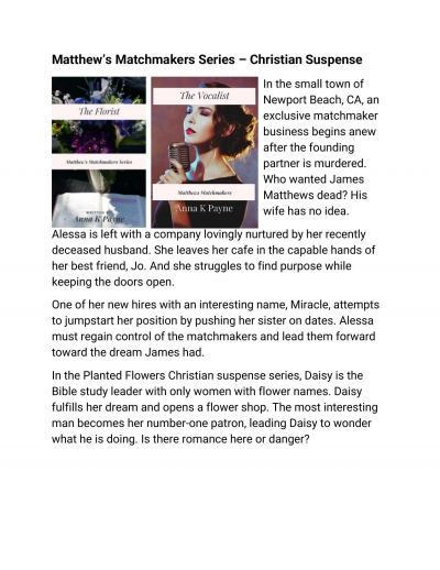 Introducing Three Chapters of The Vocalist of the Mathews's Matchmakers